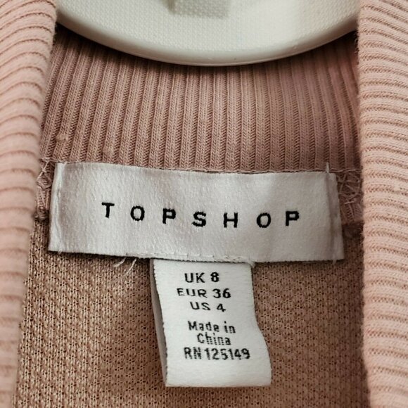 Topshop Sweater Womens 4 Blush Pink Sherpa Half Zip Pullover Outdoor Long Sleeve - Picture 6 of 10